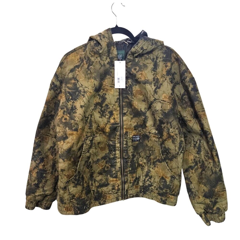 Wild Fable Utility Basics Womens XXL Jacket Coat Military Green Zip Up Hooded